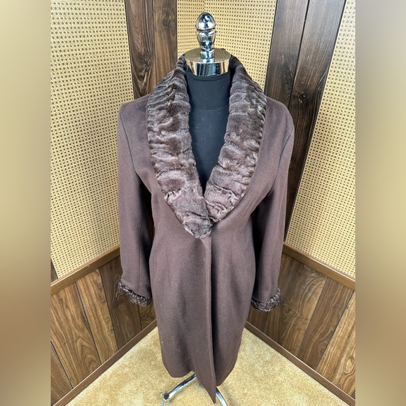 J. Mendel Paris Brown Cashmere & Persian Lamb Fur Coat Jacket Small - Picture 2 of 11